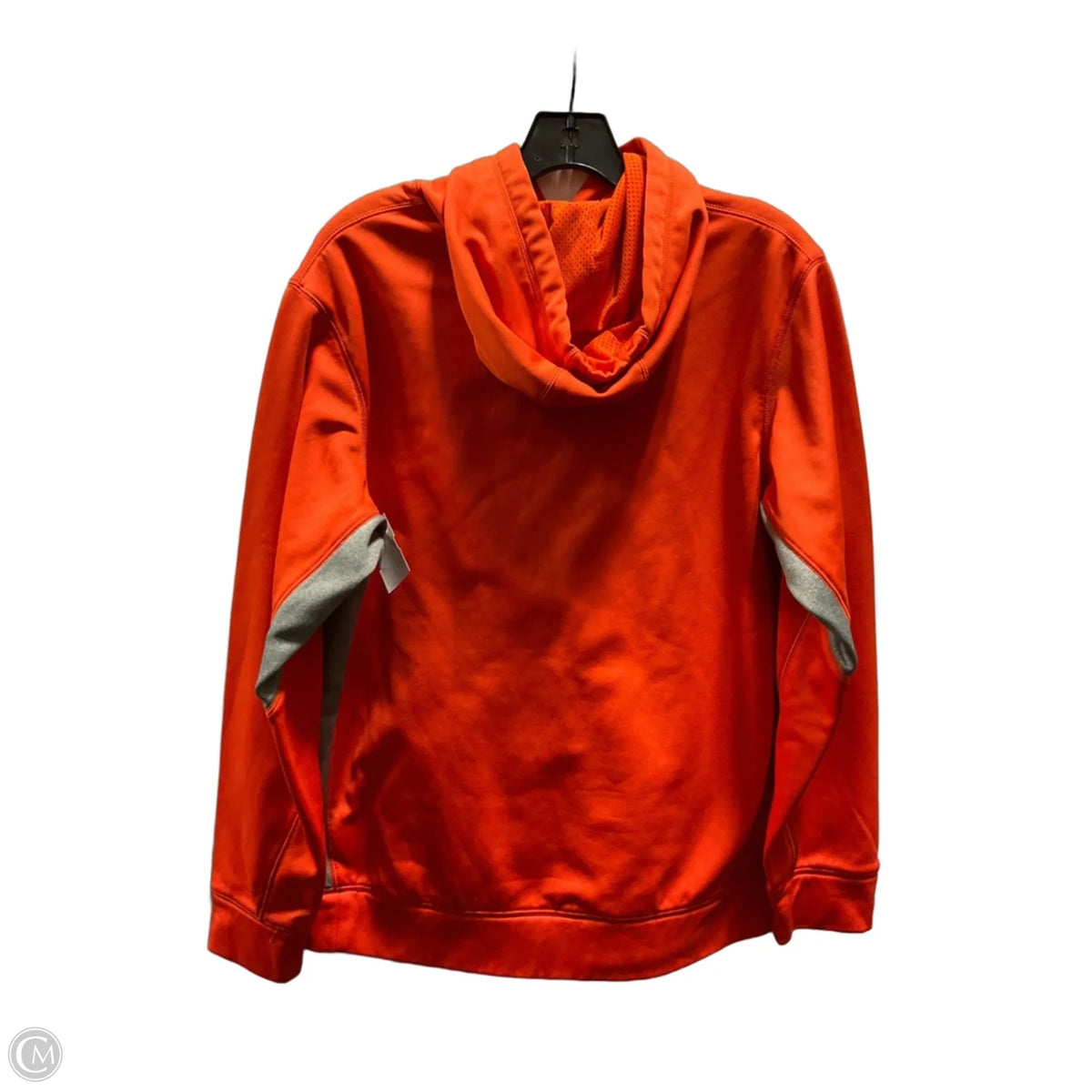 Athletic Sweatshirt Hoodie By Nike In Grey & Orange, Size: L
