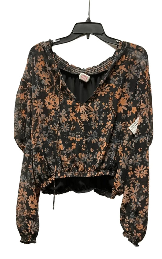 Top Long Sleeve By Free People In Black & Brown, Size: M