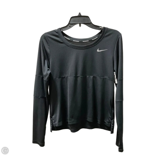 Athletic Top Long Sleeve Collar By Nike In Black, Size: S