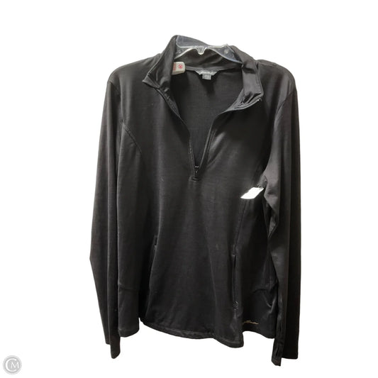 Athletic Top Long Sleeve Collar By Eddie Bauer In Black, Size: L