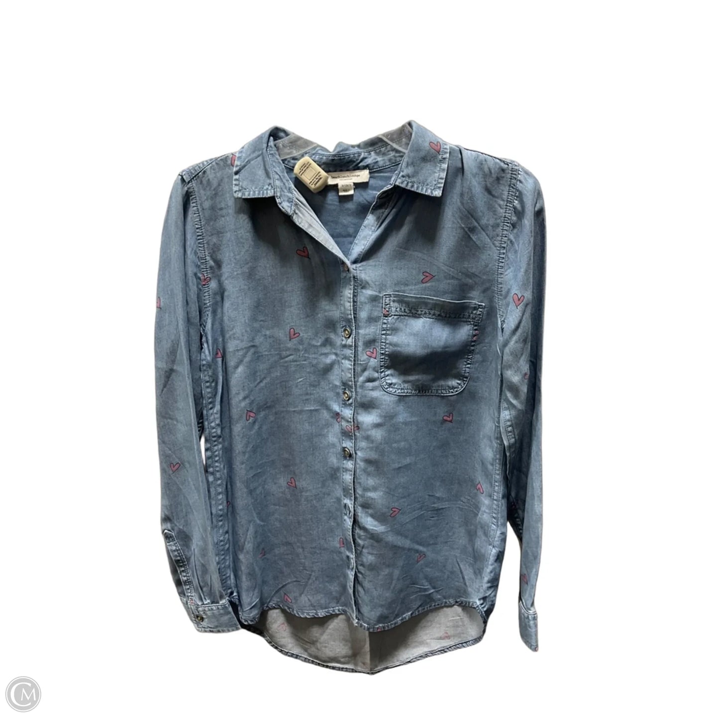 Blouse Long Sleeve By Beachlunchlounge In Blue & Red, Size: S