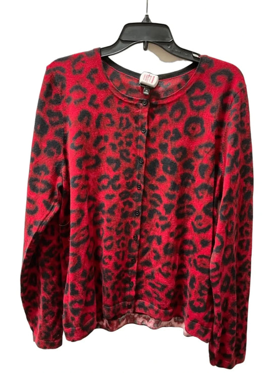 Cardigan By Talbots In Black & Red, Size: Xl