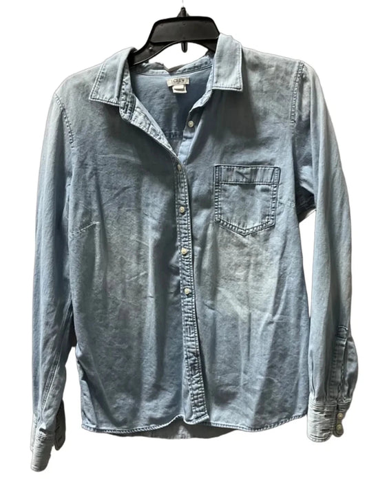 Blouse Long Sleeve By J. Crew In Blue, Size: L