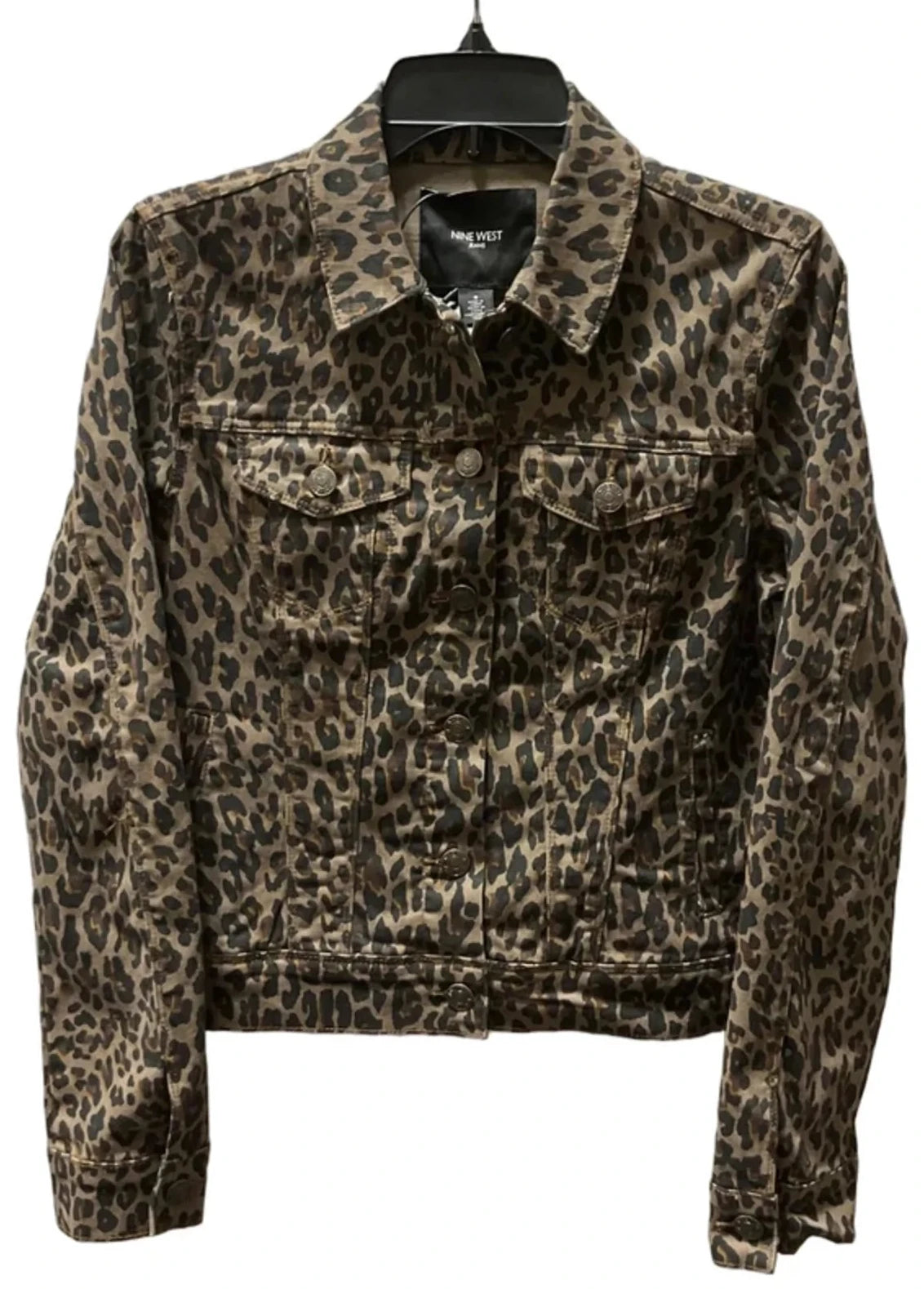 Jacket Denim By Nine West In Leopard Print, Size: S