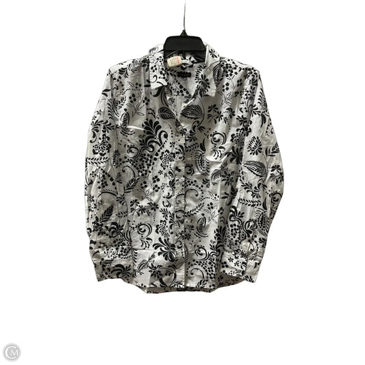 Blouse Long Sleeve By Talbots In Black & White, Size: M