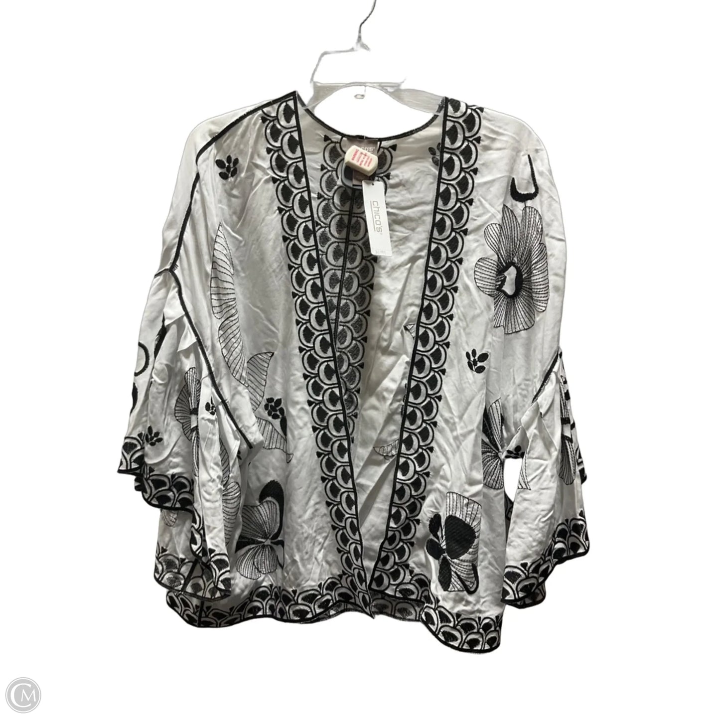 Cardigan By Chicos In Black & Cream, Size: Xxl
