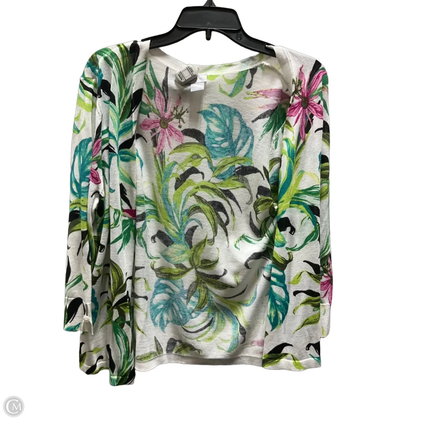 Cardigan By Chicos In Floral Print, Size: M