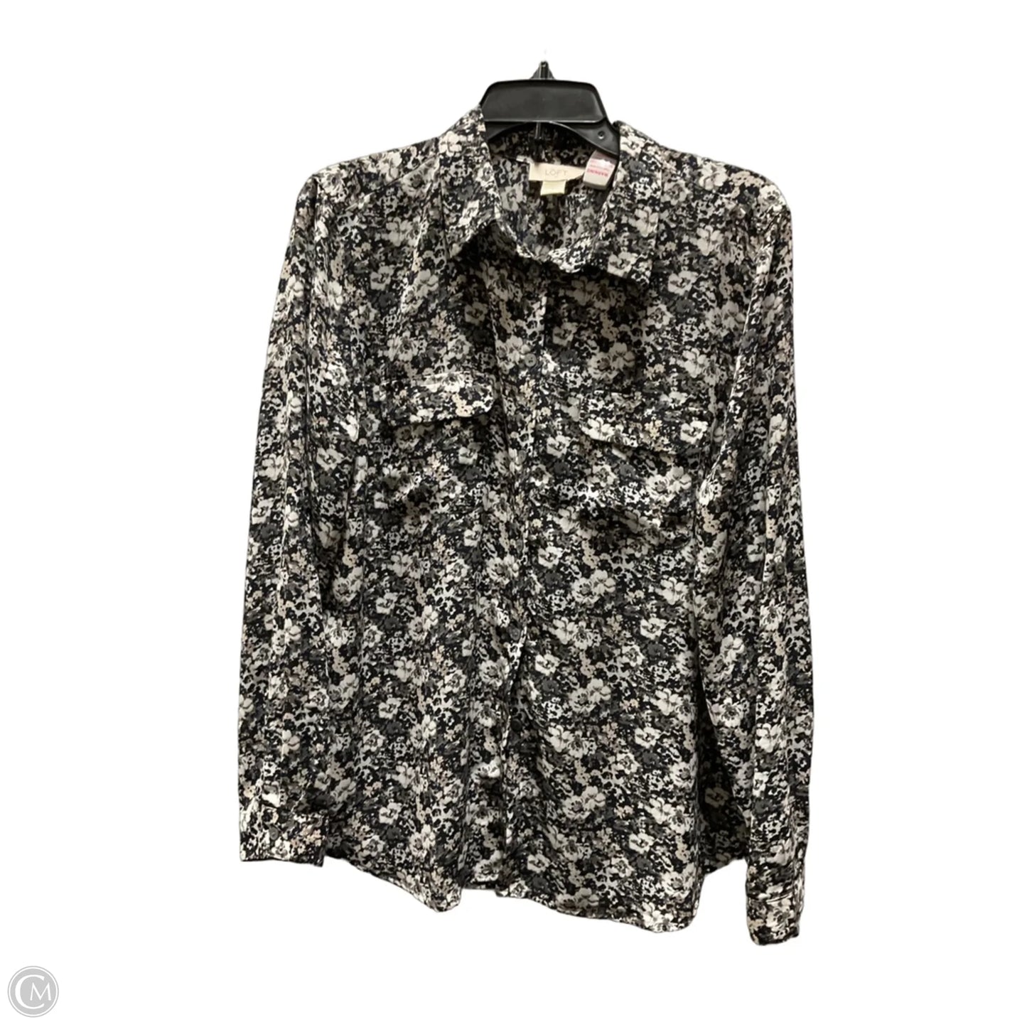 Blouse Long Sleeve By Loft In Grey, Size: L