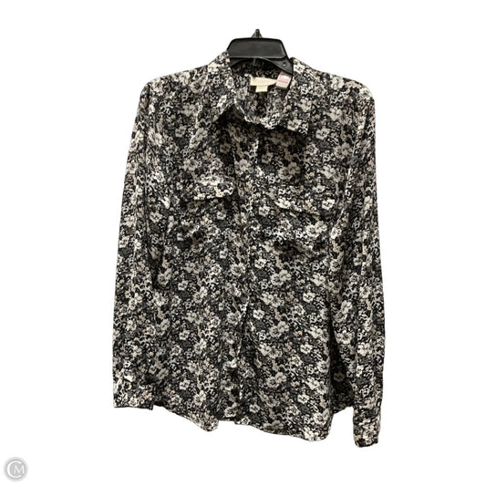 Blouse Long Sleeve By Loft In Grey, Size: L