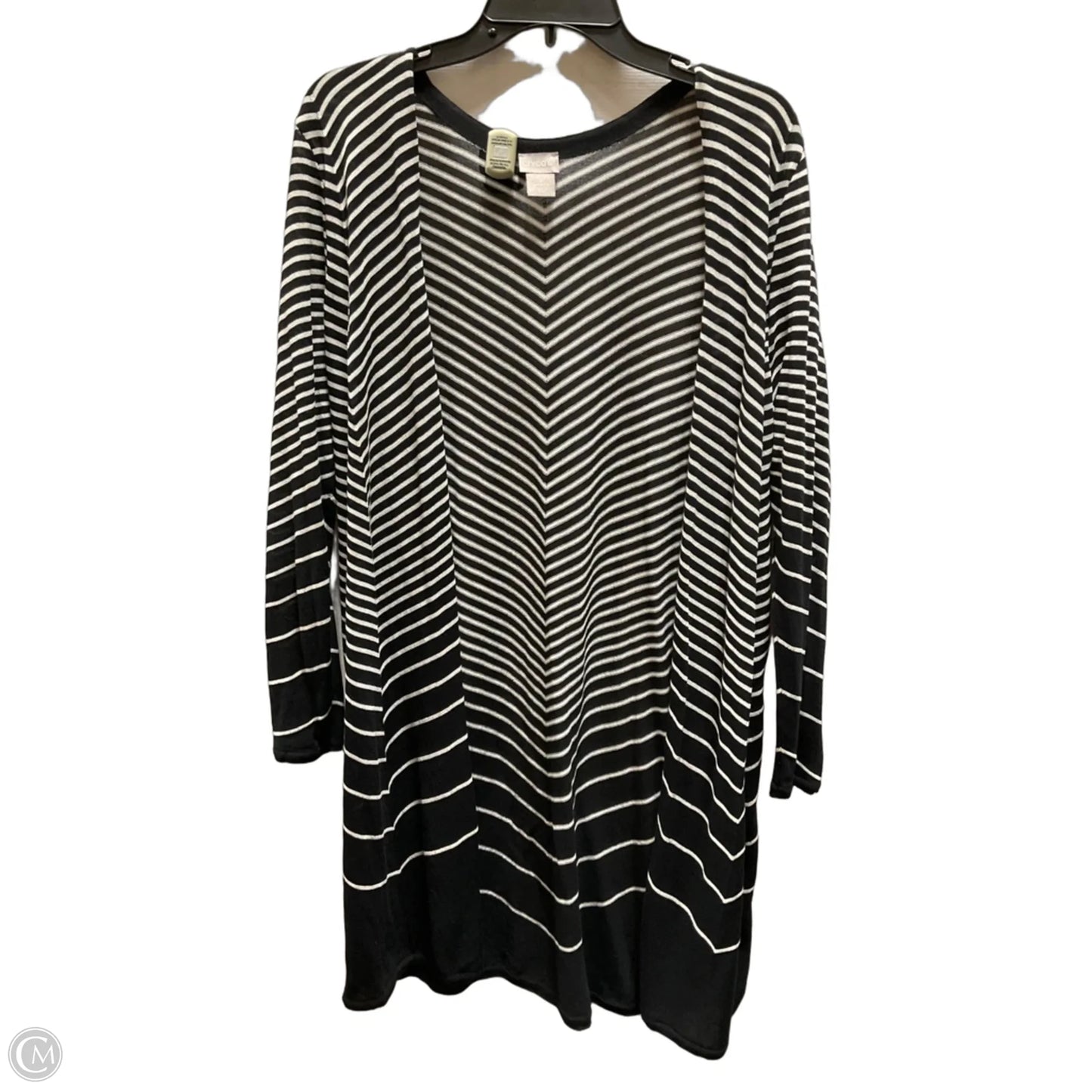 Cardigan By Chicos In Black & Cream, Size: L