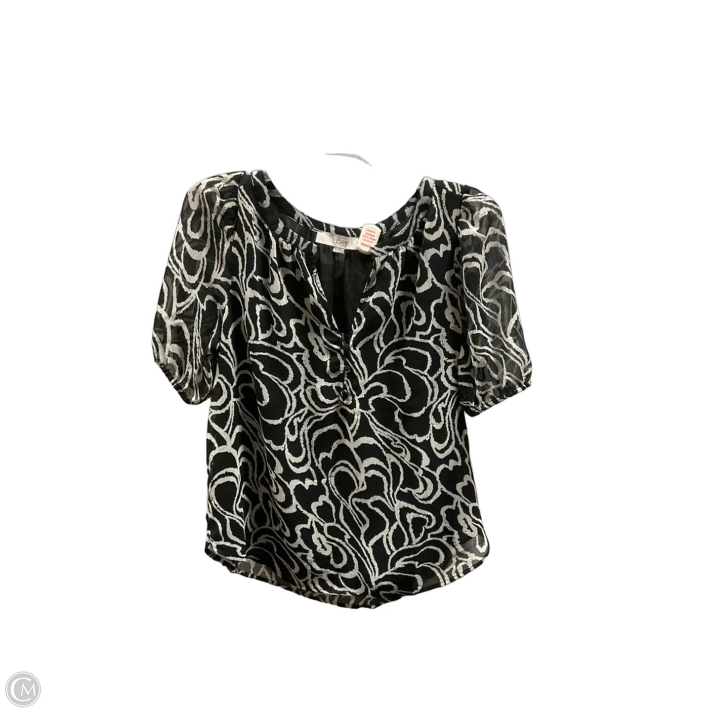 Top Short Sleeve By Loft In Black & Cream, Size: S