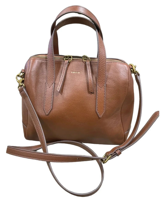 Handbag Leather By Fossil, Size: Medium