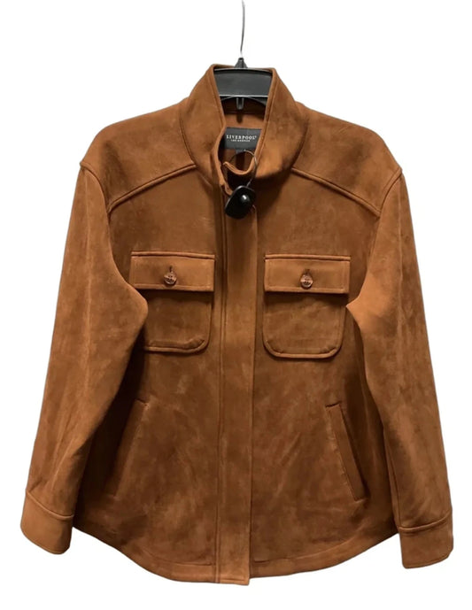 Top Long Sleeve By Liverpool In Brown, Size: M