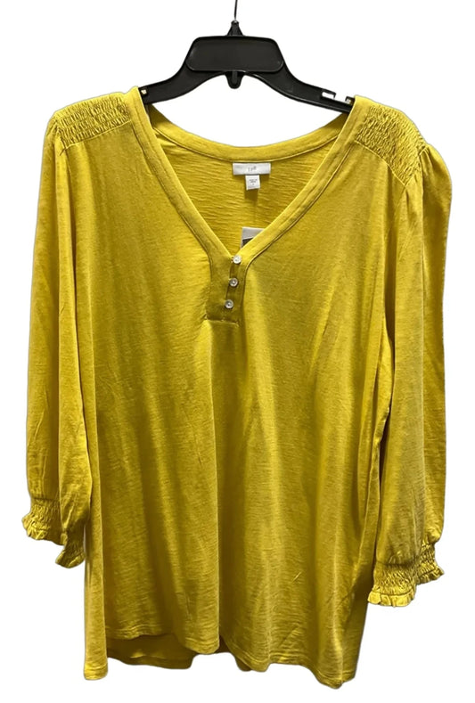 Top 3/4 Sleeve By J. Jill In Yellow, Size: L