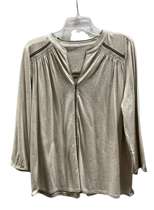 Top Long Sleeve By J. Jill In Cream & Green, Size: L