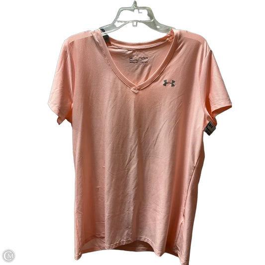 Athletic Top Short Sleeve By Under Armour In Peach, Size: Xl