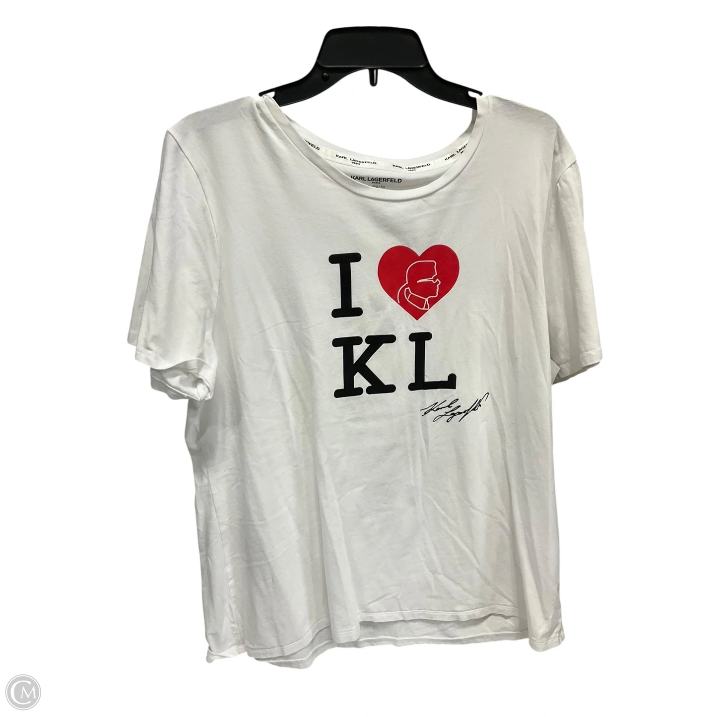Top Short Sleeve By Karl Lagerfeld In White, Size: Xl