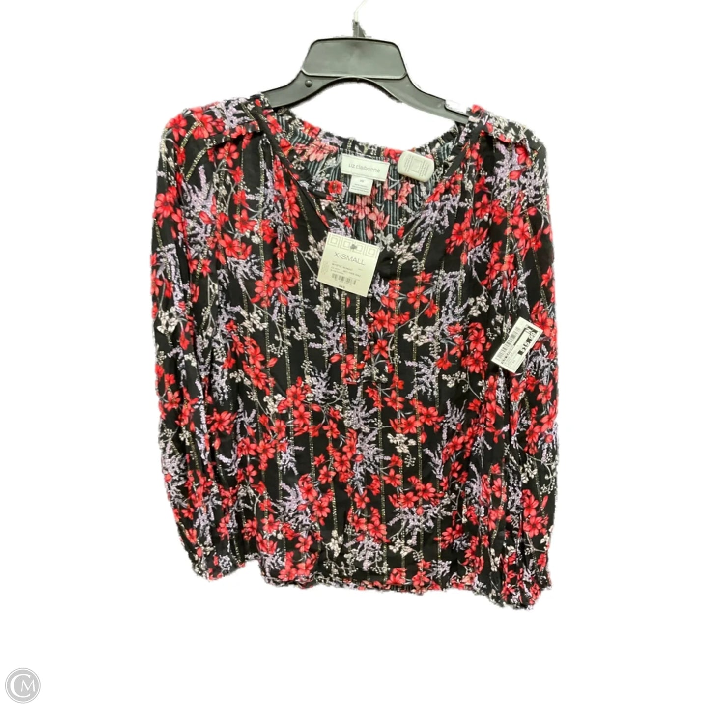 Blouse Long Sleeve By Liz Claiborne In Floral Print, Size: Xs