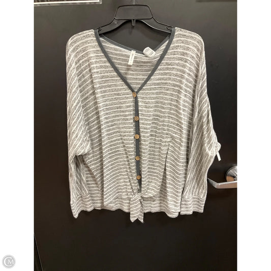 Top Long Sleeve By Emerald In Striped Pattern, Size: L