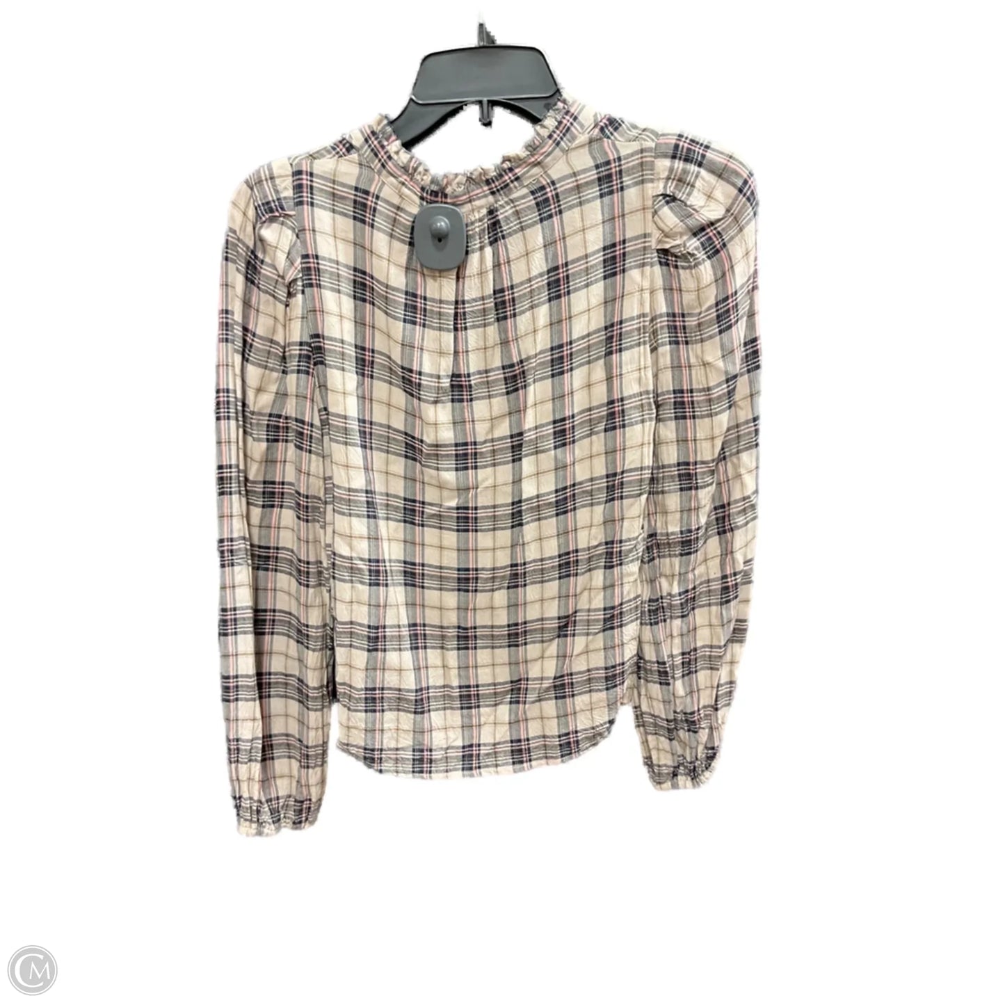 Top Long Sleeve By Evereve In Plaid Pattern, Size: Xs