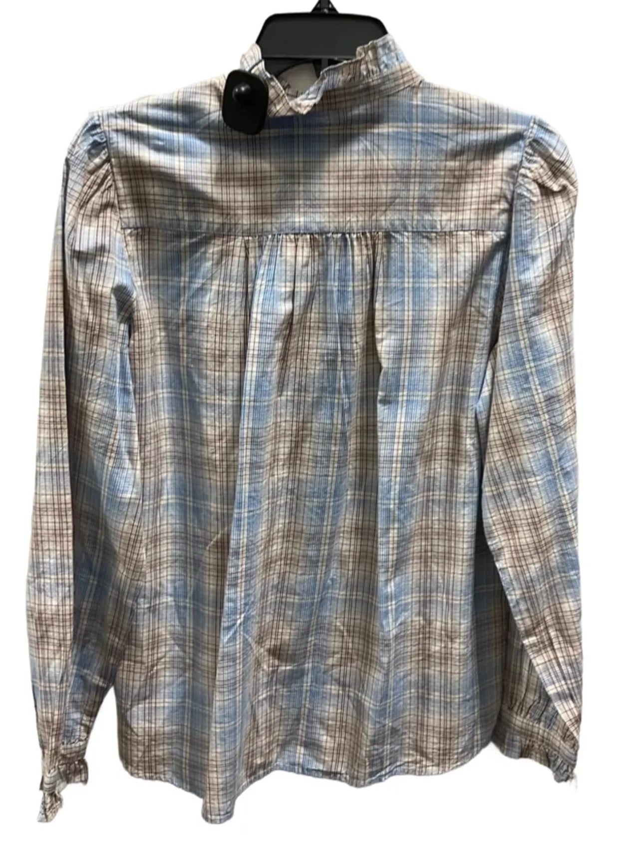 Top Long Sleeve By Loft In Plaid Pattern, Size: S