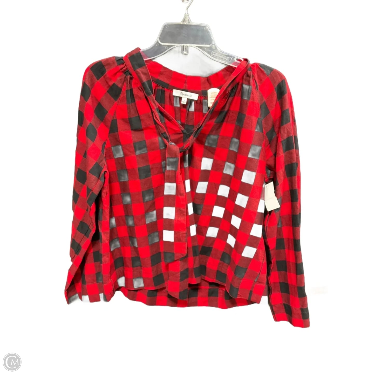 Top Long Sleeve By Madewell In Plaid Pattern, Size: S