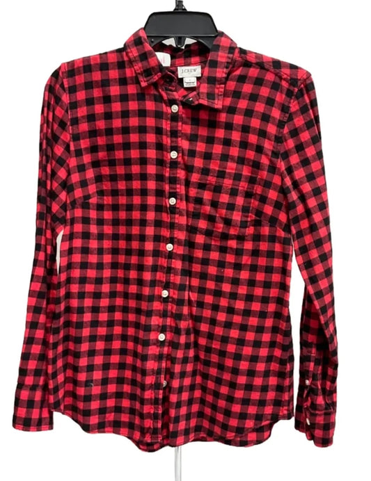 Top Long Sleeve By J. Crew In Plaid Pattern, Size: S