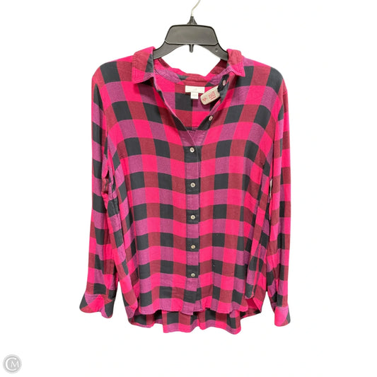 Top Long Sleeve By J. Jill In Plaid Pattern, Size: M
