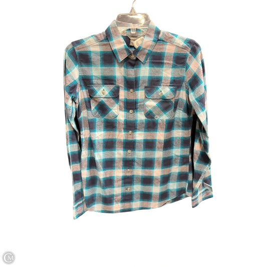 Top Long Sleeve By Eddie Bauer In Plaid Pattern, Size: Xs