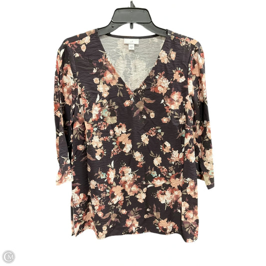 Top 3/4 Sleeve By J. Jill In Floral Print, Size: Xs