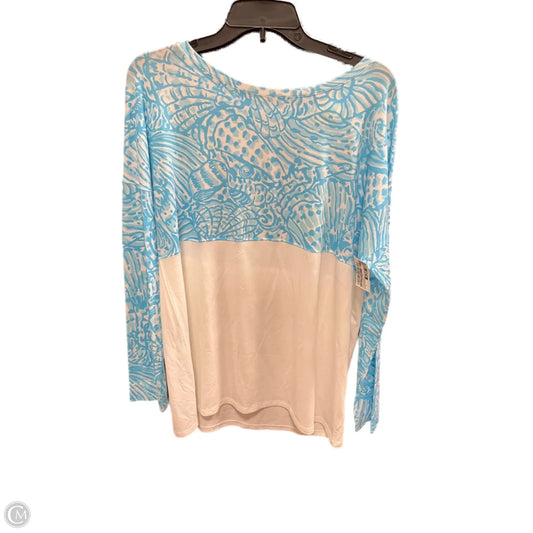 Top Long Sleeve Designer By Lilly Pulitzer In Blue & White, Size: L