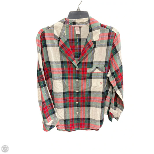 Top Long Sleeve By Victorias Secret In Plaid Pattern, Size: M
