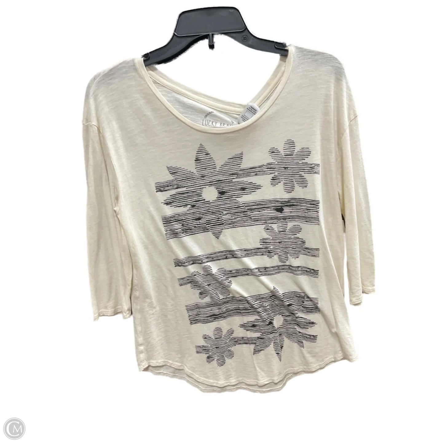 Top 3/4 Sleeve By Lucky Brand In Cream, Size: S