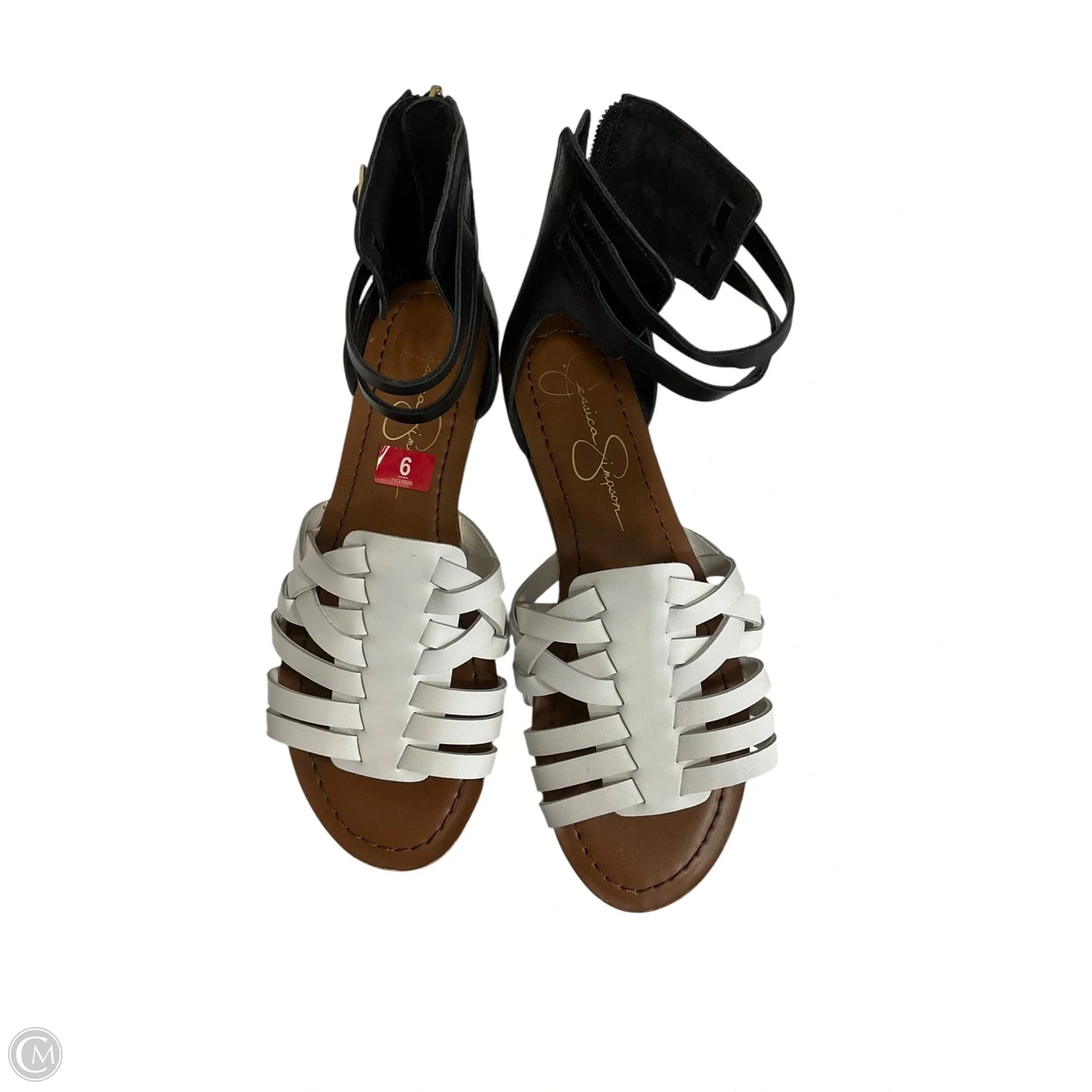 Sandals Flats By Jessica Simpson In Black & White, Size: 6