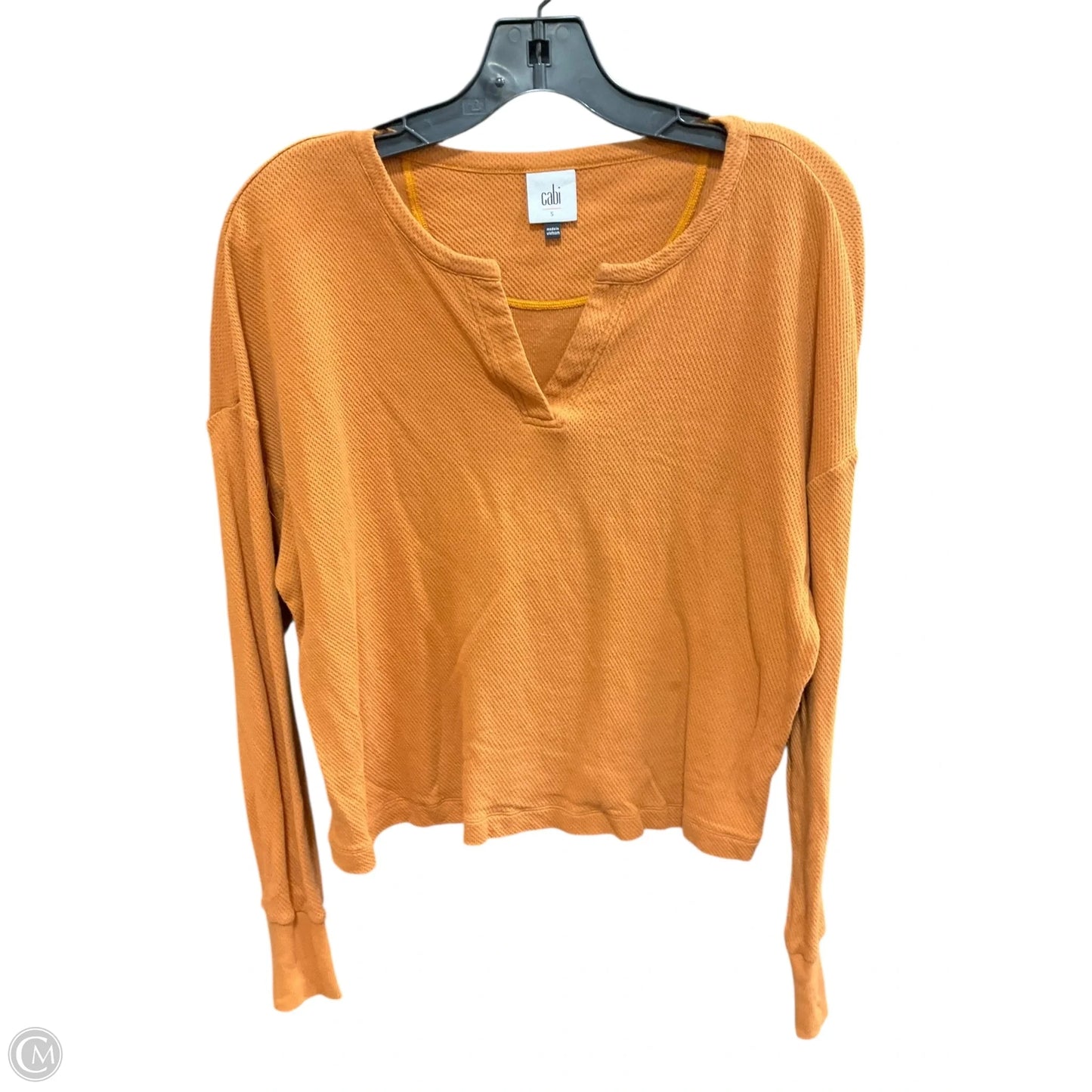Top Long Sleeve Basic By Cabi In Orange, Size: S