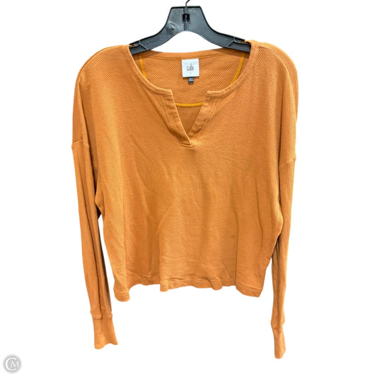 Top Long Sleeve Basic By Cabi In Orange, Size: S